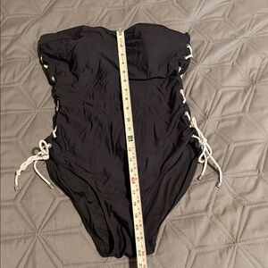 Tommy Hilfiger Black One Piece Swimsuit with Lace-Up Sides